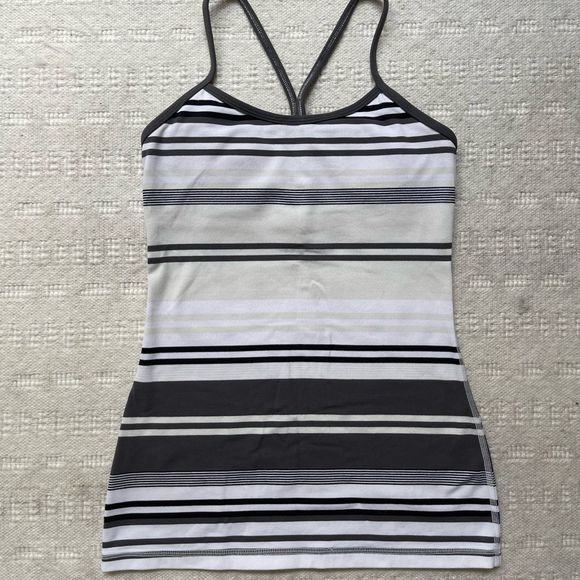 lululemon athletica Tops - Lululemon Racerback Striped Tank (Black, White, Grey, & Cream) Size 4